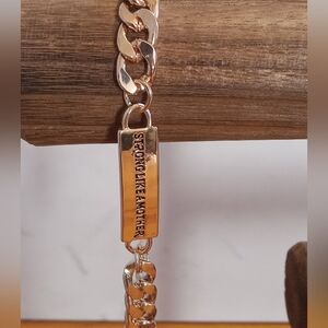 Gold Tone Chain Bracelet with Engraved Plate